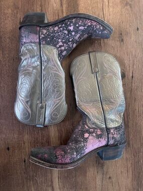 Lucchese 1883 Pink and Olive Leather Boots
